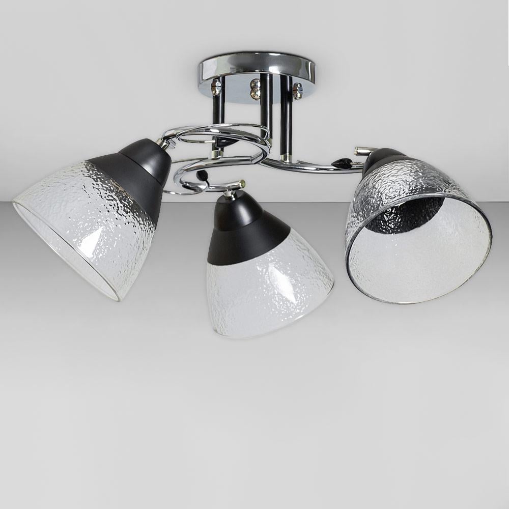 Люстра потолочная Light House SC-18736/3 CR+BK d 490х260 мм Хром/Черный/Прозрачный/Черный