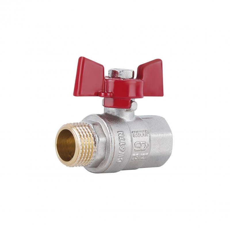 ᐉ Кран шаровой прямой SD Plus латун никелированный бабочка PN40 1/2" вз ...