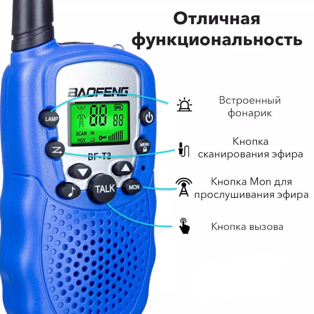 Комплект з двох портативних рацій Baofeng BF-T3 Синій - фото 2 Комплект з двох портативних рацій Baofeng BF-T3 Синій - фото 2