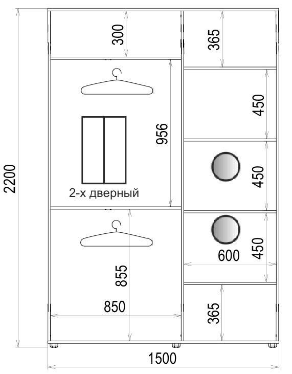 Шафа-купе Luxe 2 двері Скло тонованне/Скло тонованне 173-173 CLS - IV 1500x2200x450 мм Венге (34299) - фото 4