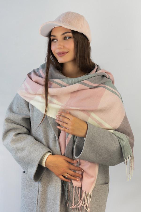 Комплект женский Braxton Эфе 6096/7030 меховая бейсболка и кашемировый палантин Пудровый (26481017)