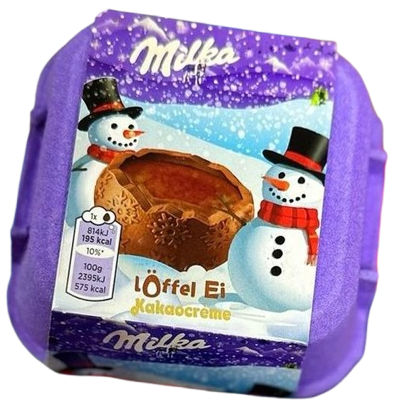 Новорічний набір з шоколадними яйцями Milka Snowballs Löffel Ei зі смаком какао 136 г (2443277789)