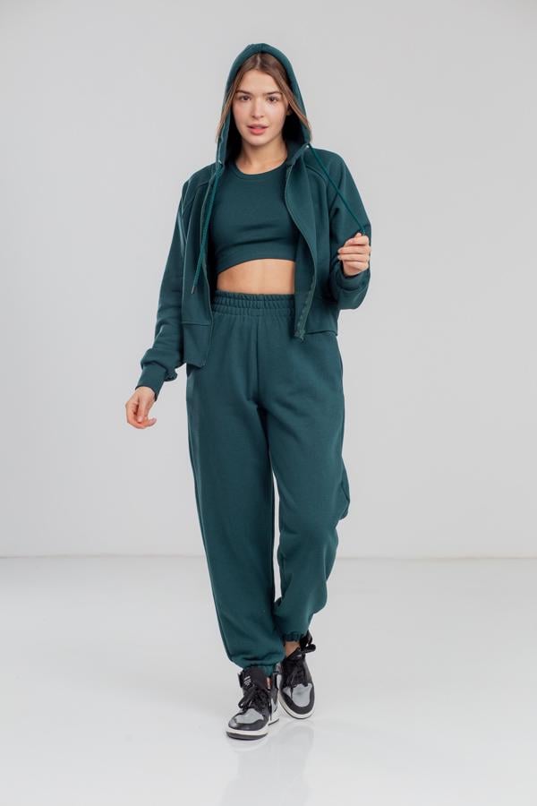 Спортивний костюм жіночий AKSAN трійка S Зелений (23.2051_dark_green_42(S))
