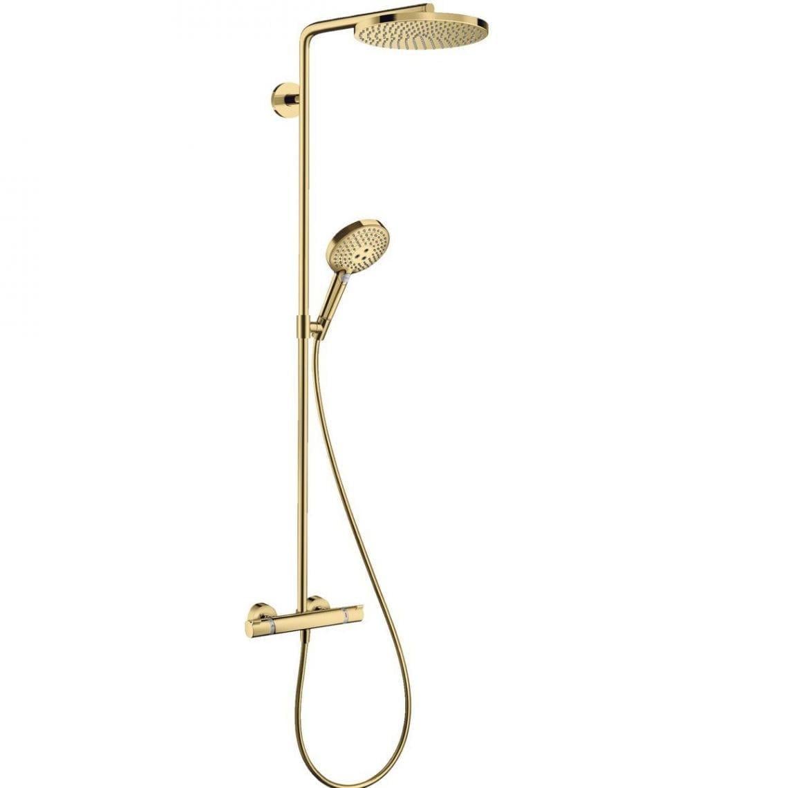 Душевая система Hansgrohe Raindance S 240 Showerpipe PowderRain 1jet с термостатом металл Золотой (27633990)