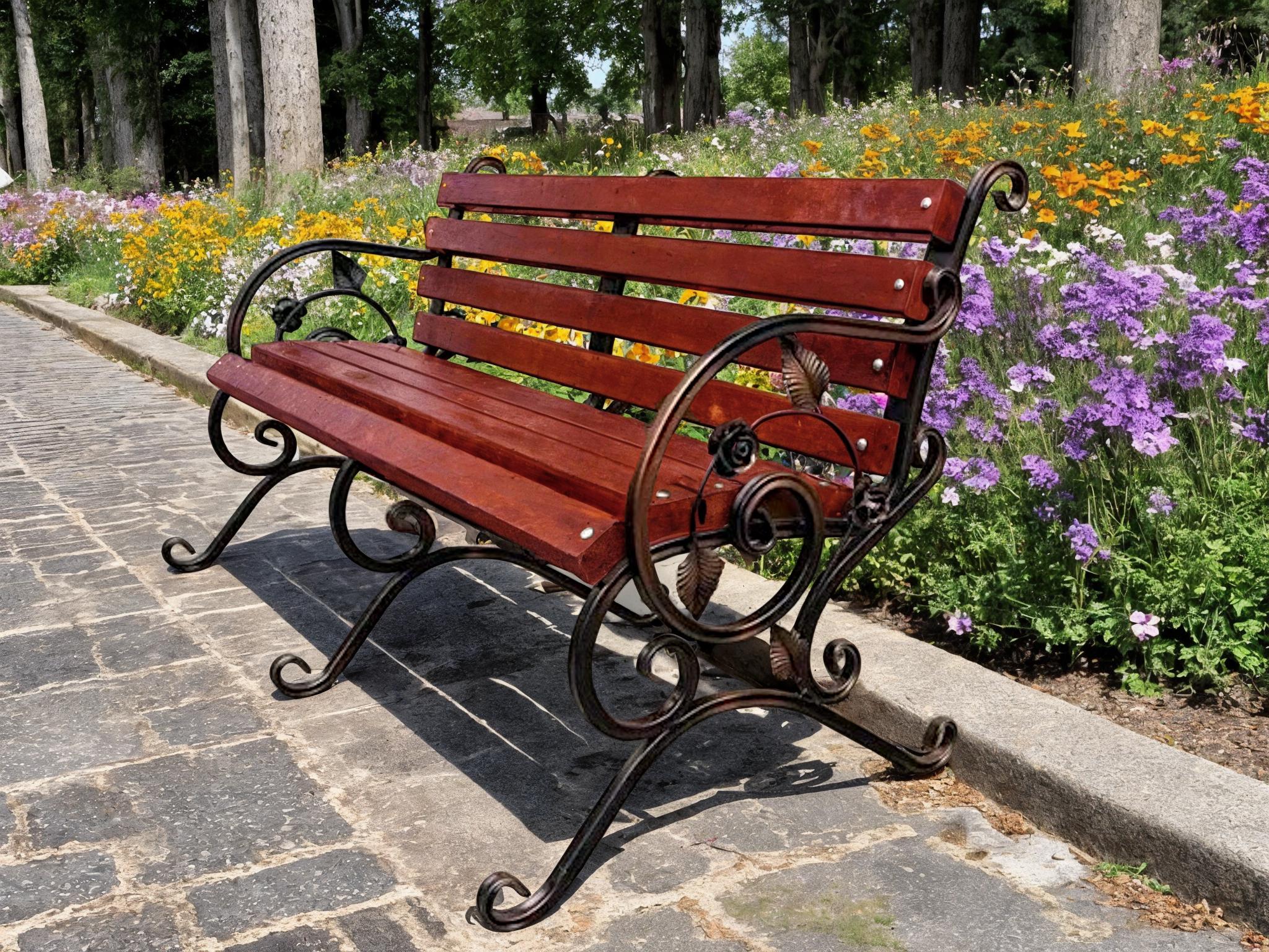 Лава садова кована Tobi Sho Камелія з підлокітниками 220 см Макасар - фото 2 Лава садова кована Tobi Sho Камелія з підлокітниками 220 см Макасар - фото 2