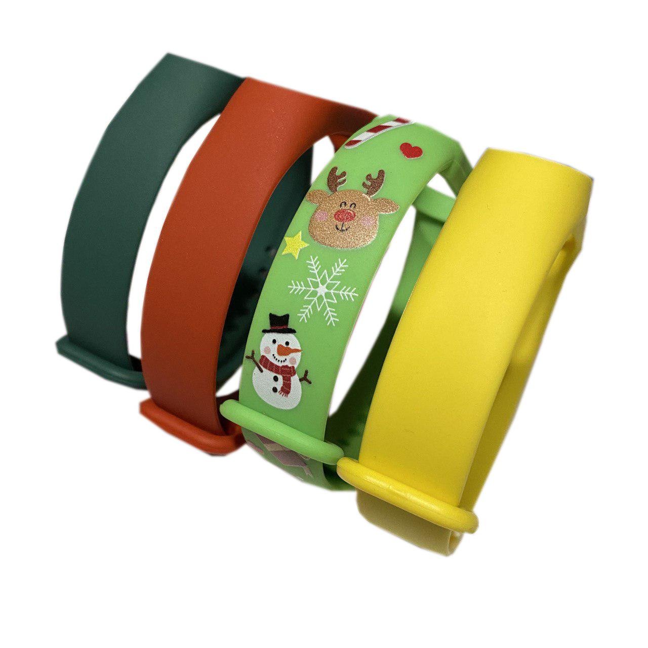 Комплект ремешков MRK для Xiaomi Mi Band 4/3 Joy Темно-зеленый/Красный/Светло-зеленый/Желтый