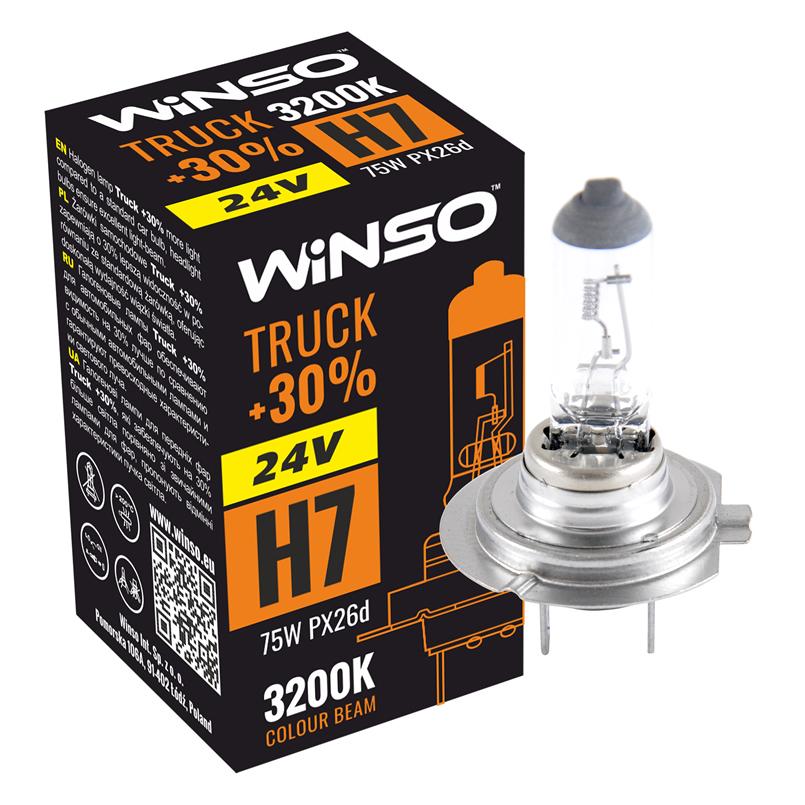 Автолампа галогенна Winso H7 24V 75W PX26d Truck +30%