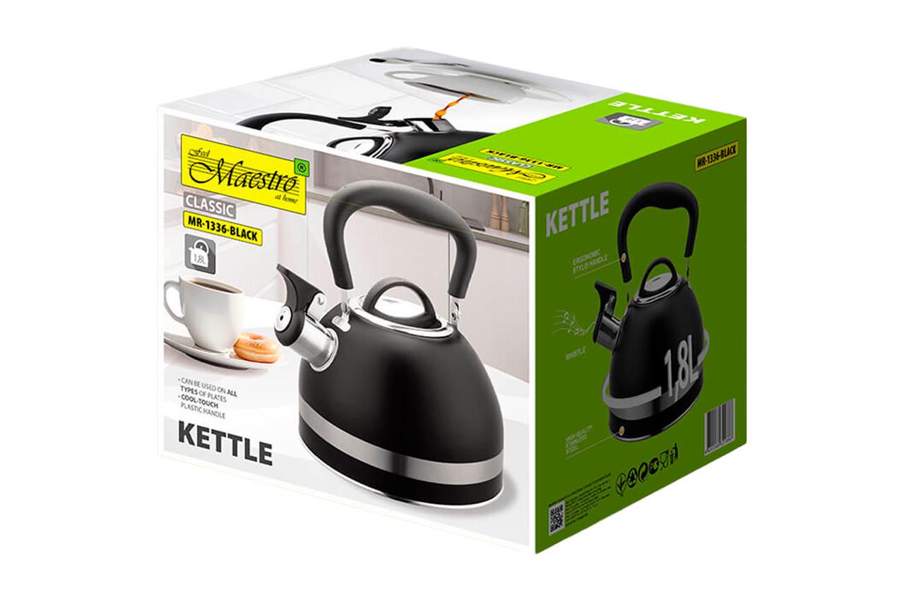 Чайник нержавеющий Maestro 1,8 л Черный (MR-1336-BLACK) - фото 3