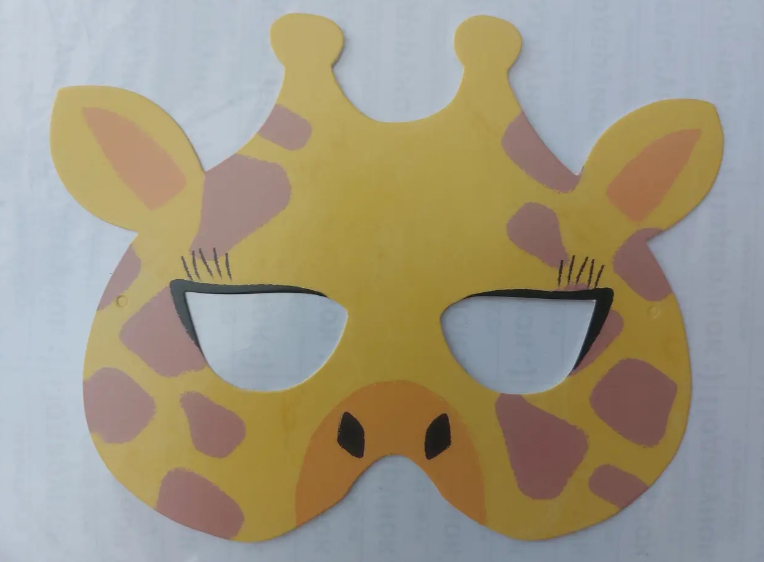 Маска детская Жираф из картона 17x15 см Оранжевый (111006)