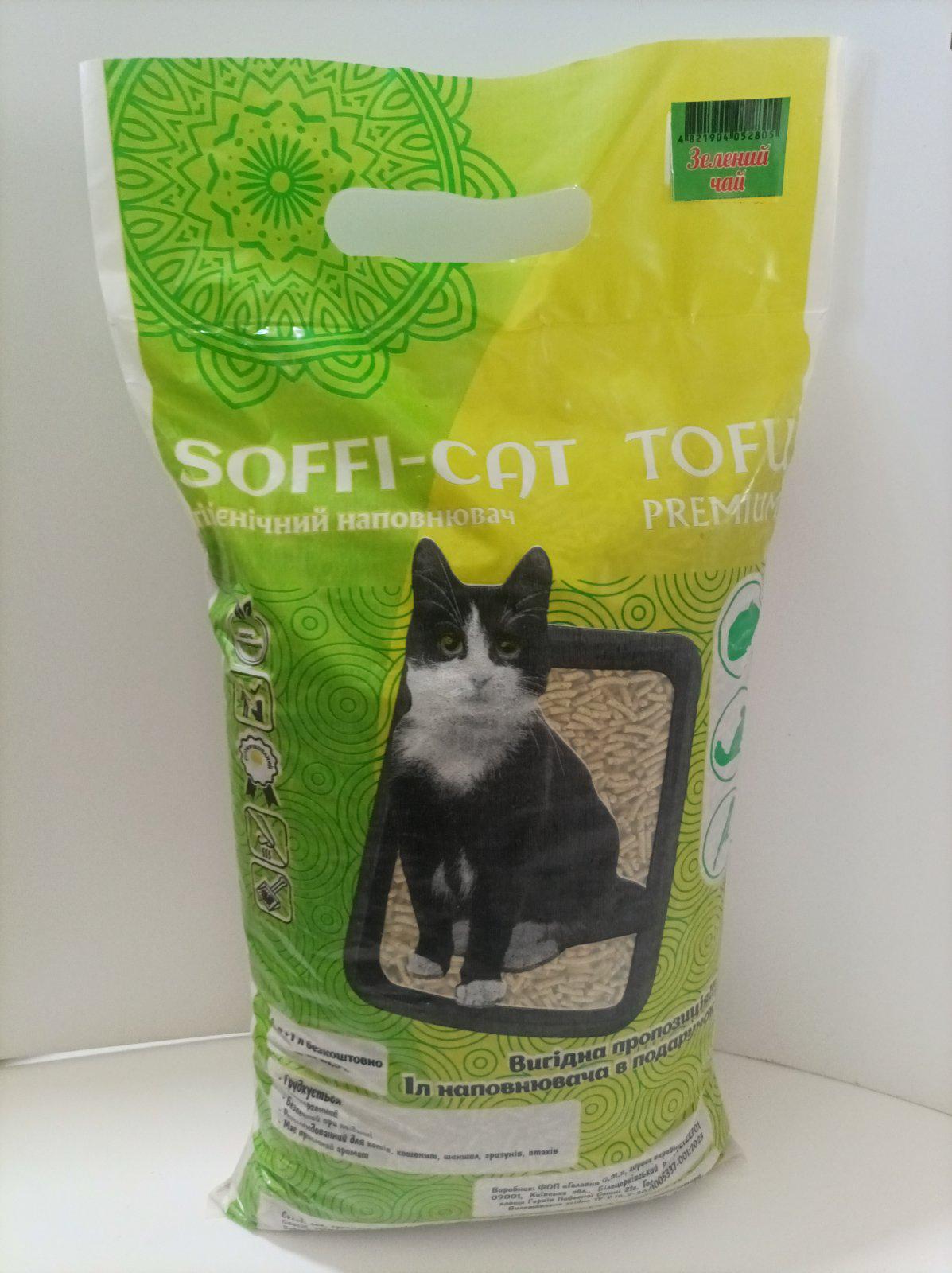 Наполнитель для кошачьего туалета Soffi-Cat Tofu соевый 3 кг 7 л Зеленый чай (13751967) - фото 2