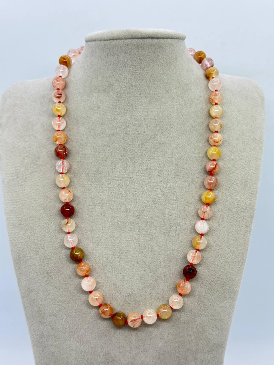 Бусы из рутилового кварца Волосы Венеры 8 мм 44 см Желтый (12721)