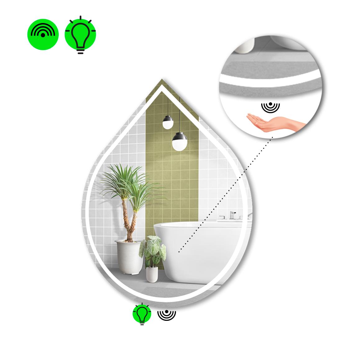 Зеркало с LED подсветкой Goccia 1 с ИК включателем 80x64 см (8737187)