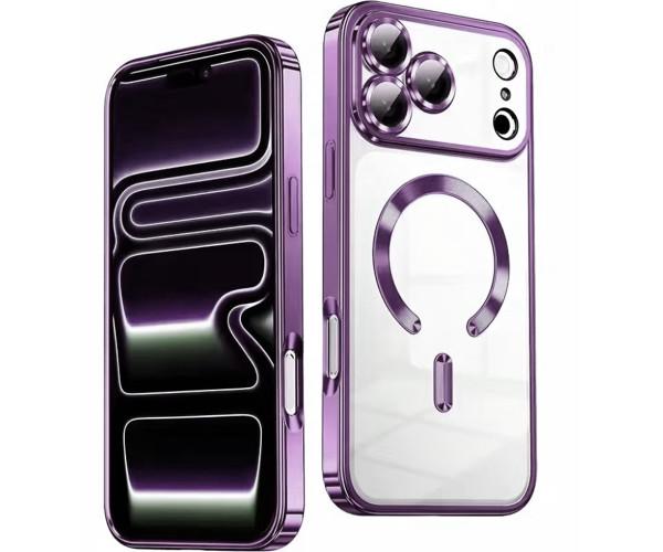 Чехол силиконовый Fashion Shining для iPhone 17 Pro с поддержкой беспроводной зарядки Фиолетовый