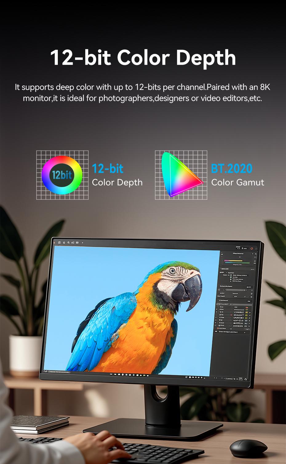 Кабель Vention Micro HDMI на HDMI HDMI 2.1 8K 60Hz 48Gbps Dynamic HDR eARC плетений 1 м Зелений (AGKGF) - фото 7 Кабель Vention Micro HDMI на HDMI HDMI 2.1 8K 60Hz 48Gbps Dynamic HDR eARC плетений 1 м Зелений (AGKGF) - фото 7
