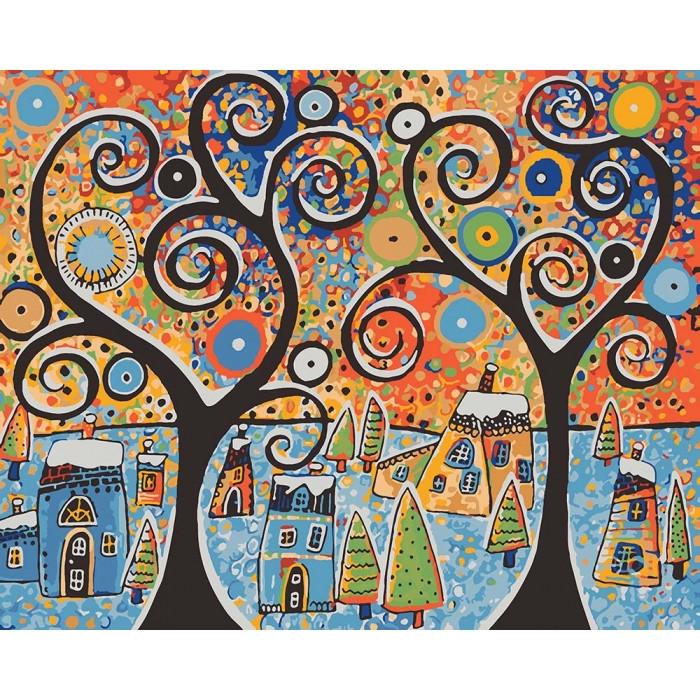 Картина по номерам Ідейка Зимний городок 40х50 см (KHO2827)