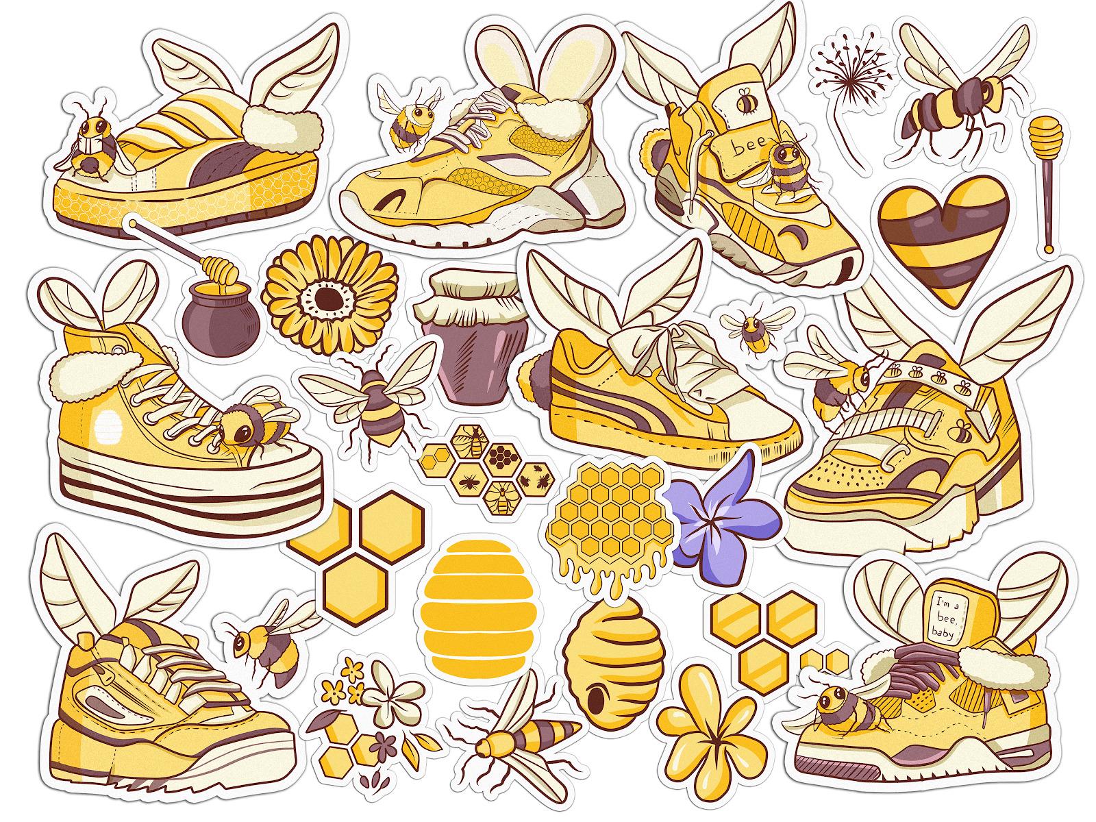 Набор стикеров Lex Altern Стильная пчелка виниловые 25 шт. - фото 2 Набор стикеров Lex Altern Стильная пчелка виниловые 25 шт. - фото 2