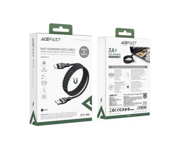 Кабель Data Acefast C11-04 USB-Type-C 3A 1,2 м Black (066974316280224) - фото 8