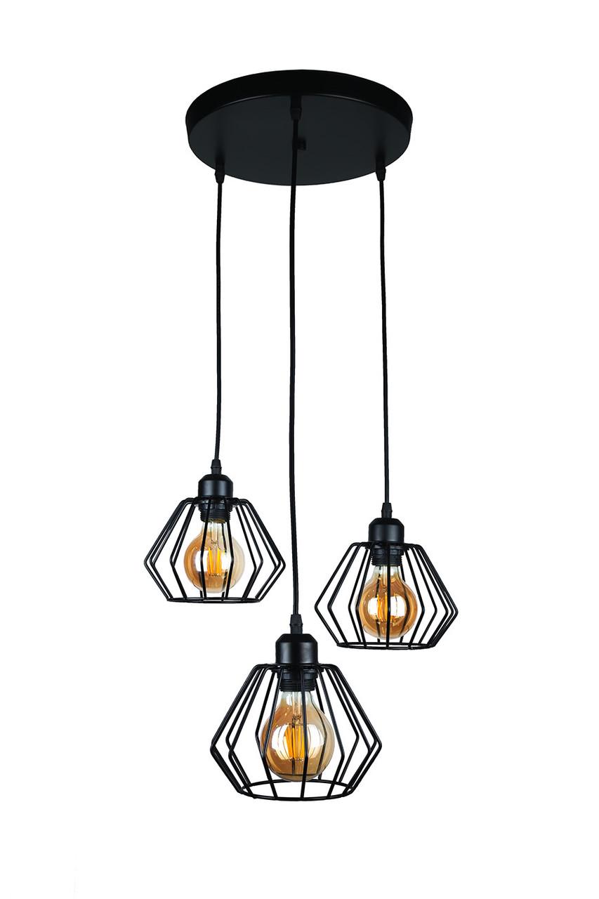 Підвісний світильник на 3 плафони 756PR108F-3 BK 300 Чорний - фото 1 Підвісний світильник на 3 плафони 756PR108F-3 BK 300 Чорний - фото 1