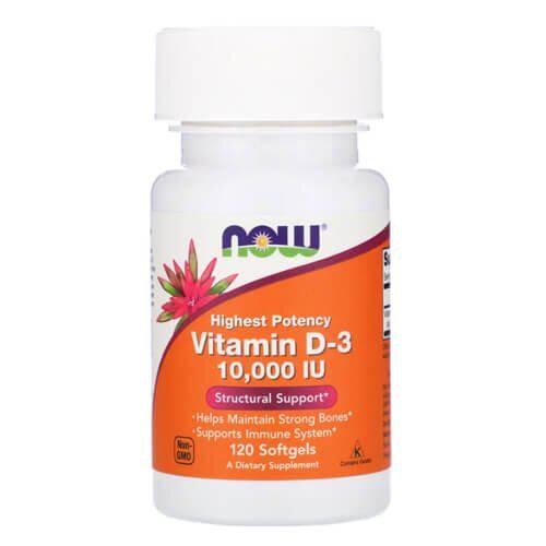 Витамин D NOW Vitamin D3 10 000 МЕ 120 softgels (NOW-00376)