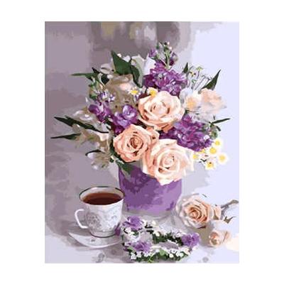 Картина по номерам Strateg Натюрморты Натюрморт в лиловых тонах в термопакете 40х50 см (VA-1959-mt)