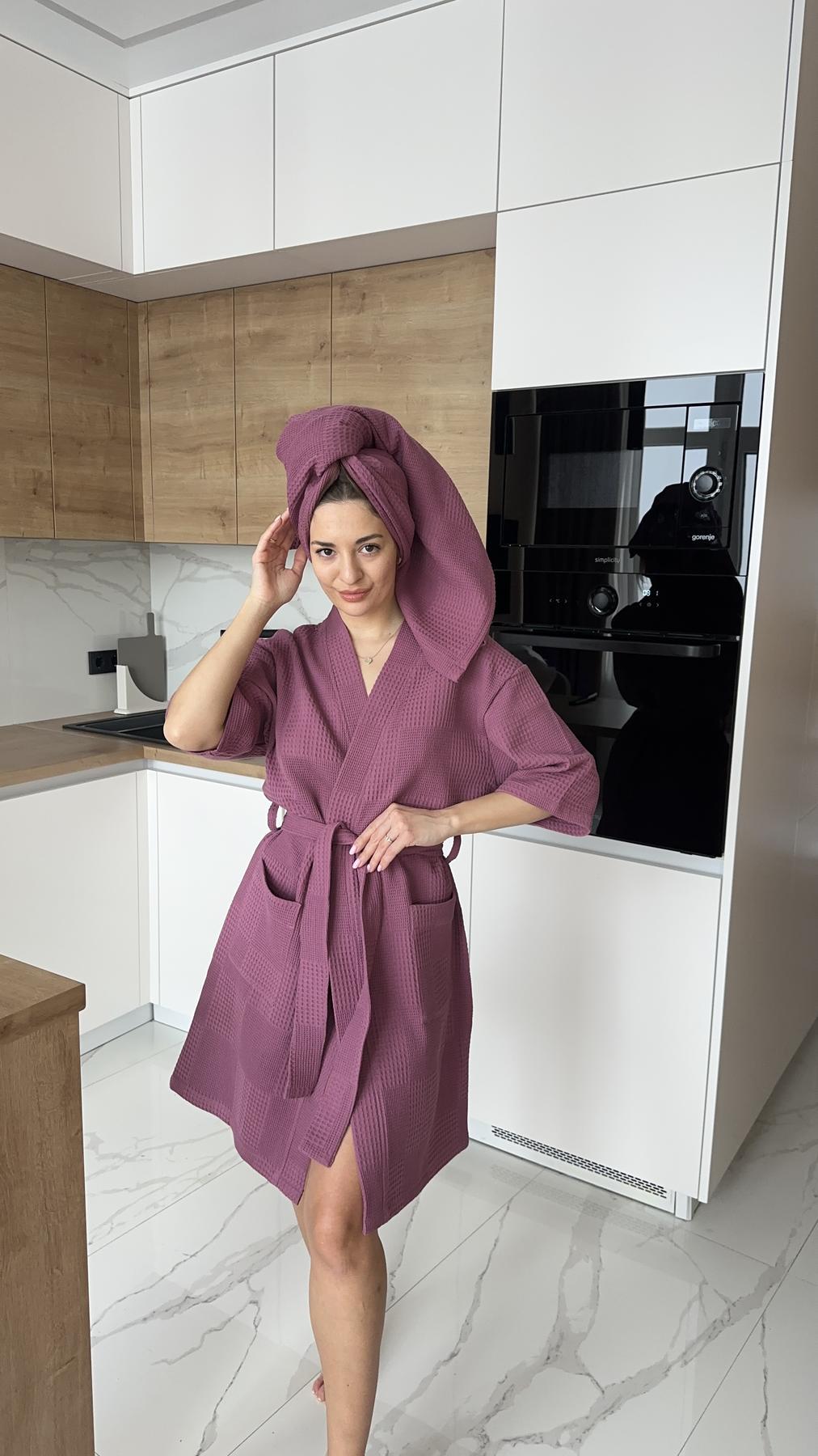 Подарунковий набір жіночий COSY Мозаїка халат/рушник XL Рожевий теракот (103Cb0001К4COSY)