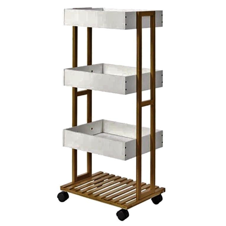 Этажерка для ванной из дерева на колесиках Павилион Корица/Зефир (АБТ-00023320)