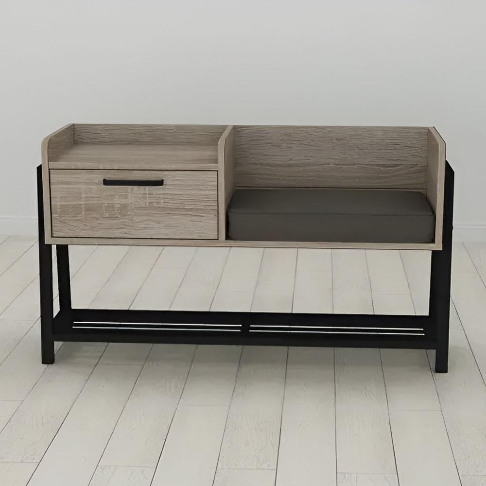 Банкетка с тумбочкой Ferrum-decor Бланка металл/ДСП 16 мм 540x1000x320 мм Черный/Сонома Трюфель (FRD-103028)