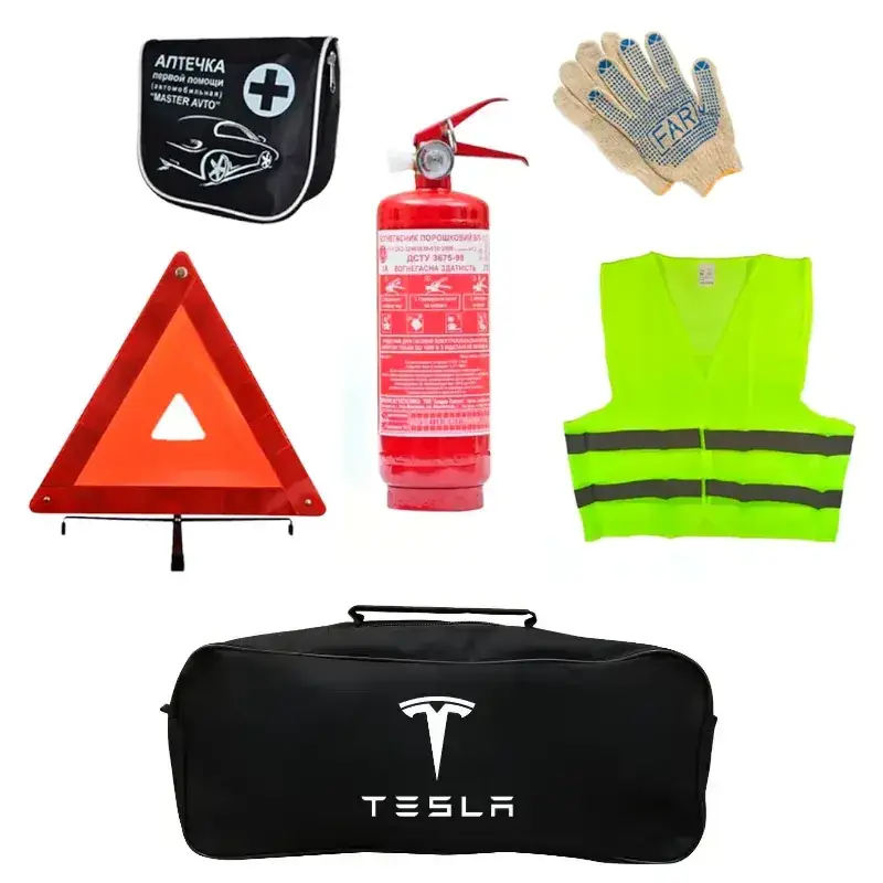 Набор автомобилиста AUTOMIX А25 Tesla огнетушитель 1 кг/знак аварийной остановки/аптечка/жилет