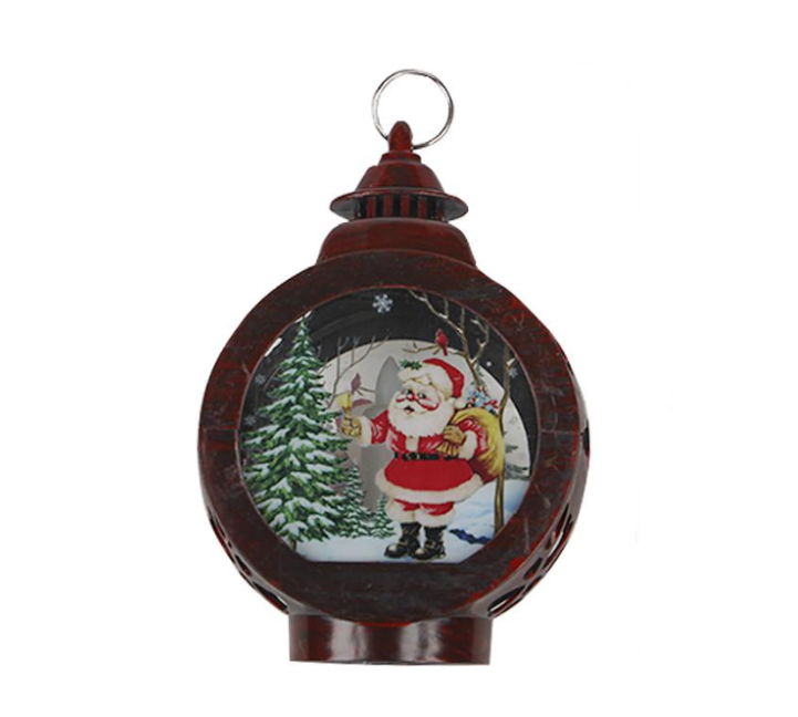Новогодний декоративный фонарь Lesko 3265985 Санта Клаус Black/Red (24366482)