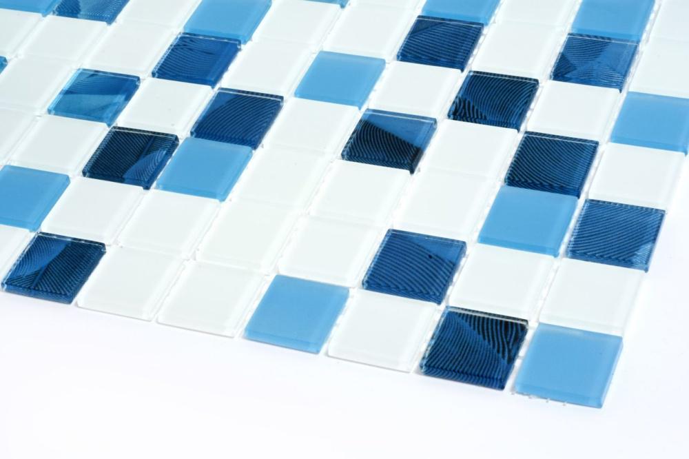 Мозаика стеклянная Kotto Ceramica GMP 0425018 С3 Print 19 300x300x4 мм/25x25 мм Blue D mat/White mat - фото 2