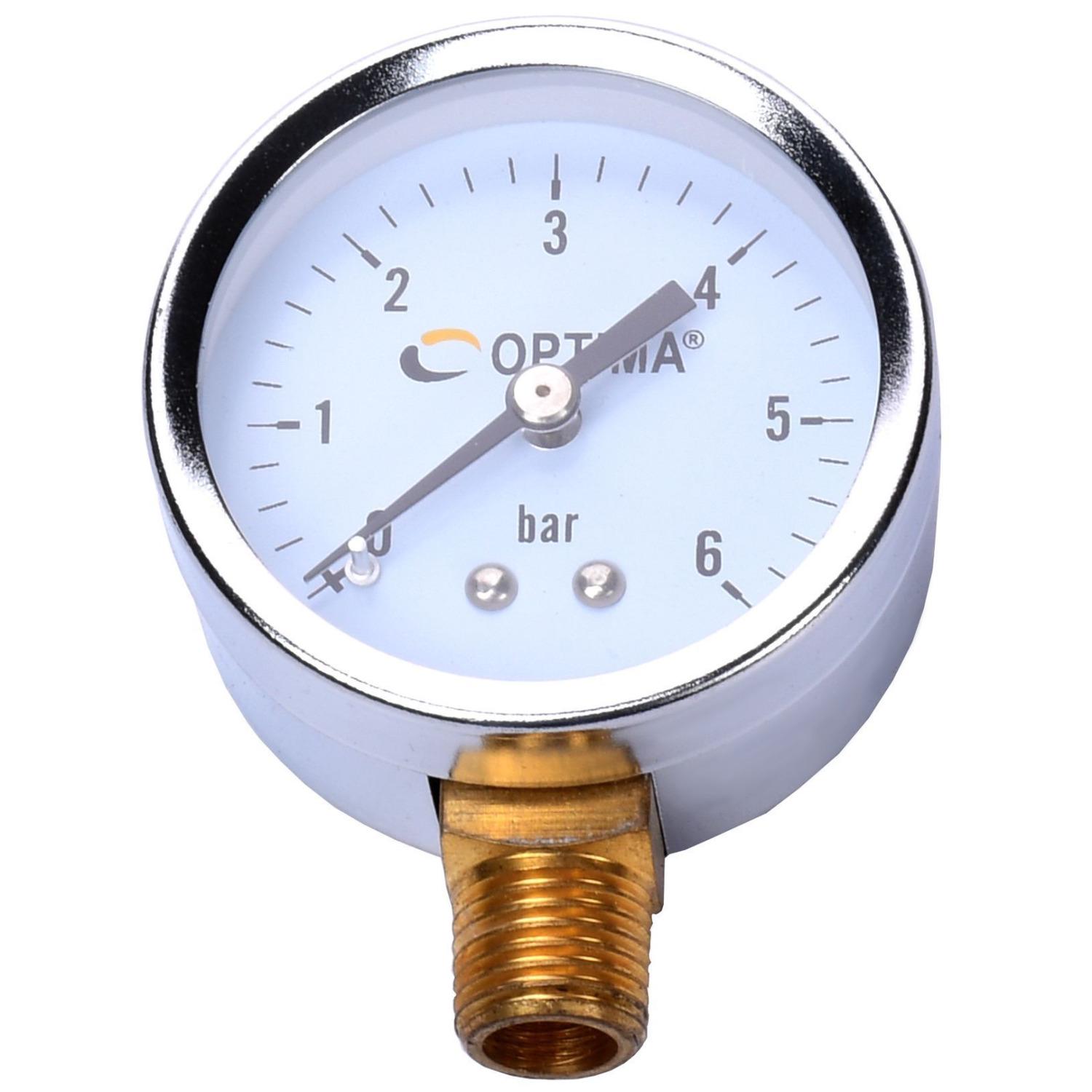 Манометр давления воды Optima Y50-NFC-1 000009894 с нижним подключением на 6 бар 1/4" Ø 50 мм (124476)