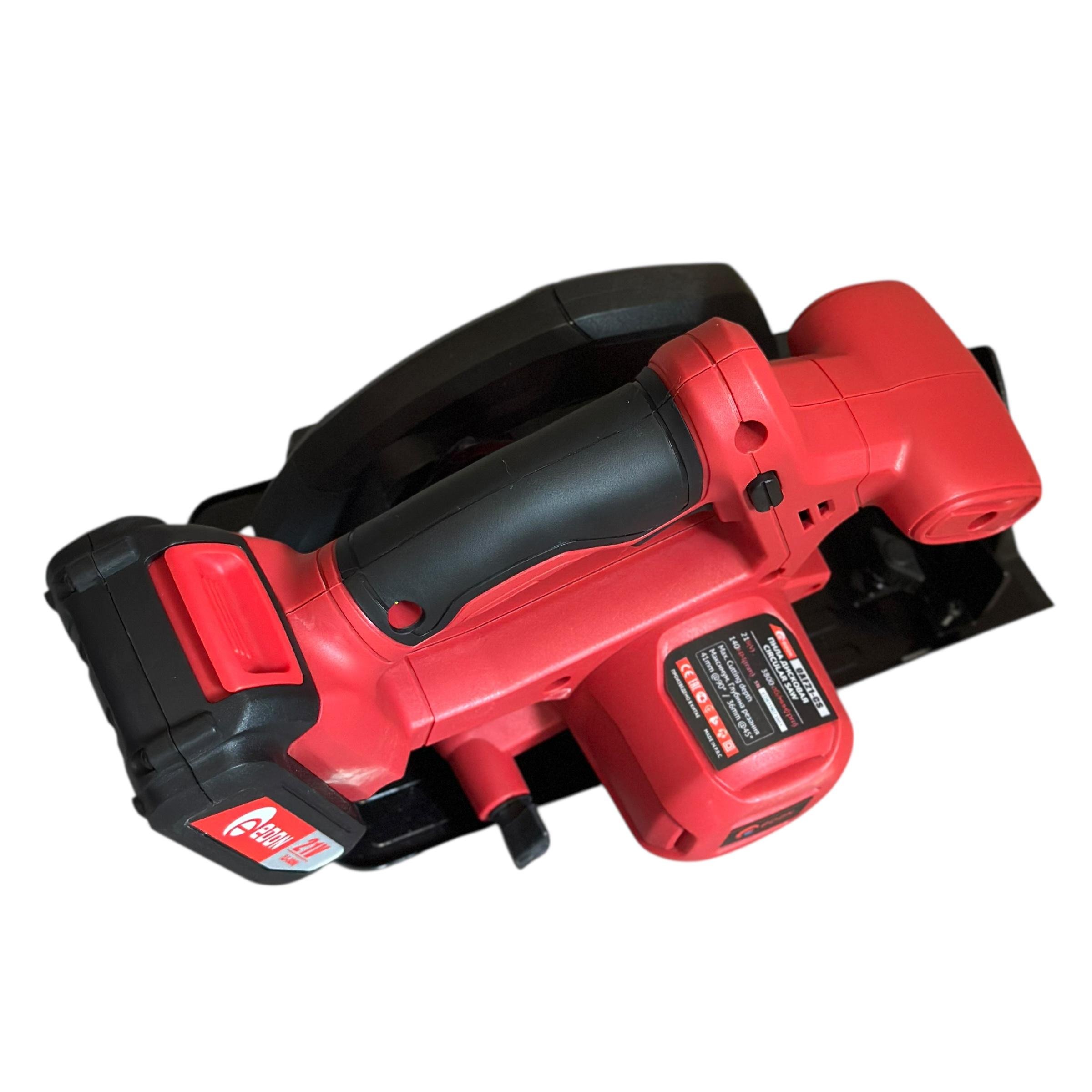 Циркулярная пила аккумуляторная Edon OAF21-CS 2 АКБ 21V 2Ah диск направляющая кейс/ЗУ - фото 5 Циркулярная пила аккумуляторная Edon OAF21-CS 2 АКБ 21V 2Ah диск направляющая кейс/ЗУ - фото 5