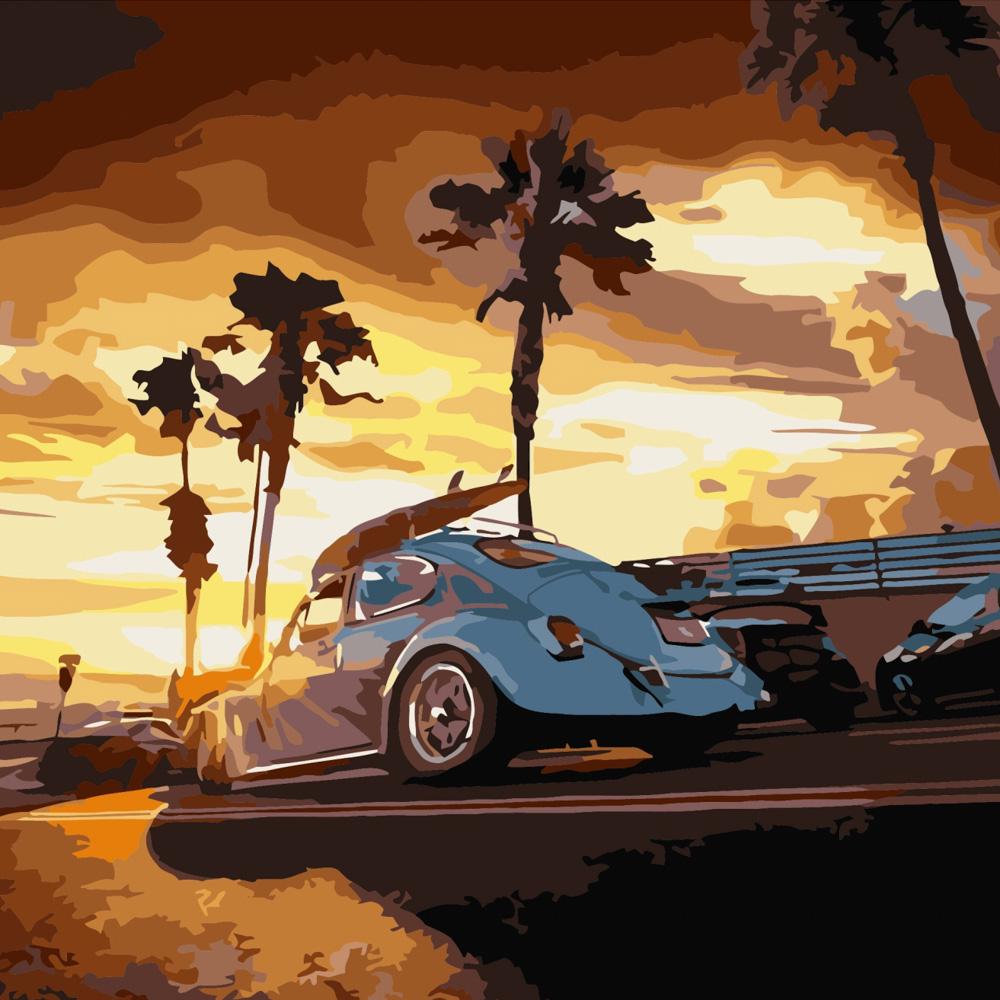 Картина по номерам Strateg Премиум Ретро Майами 40х40 см (SK009)