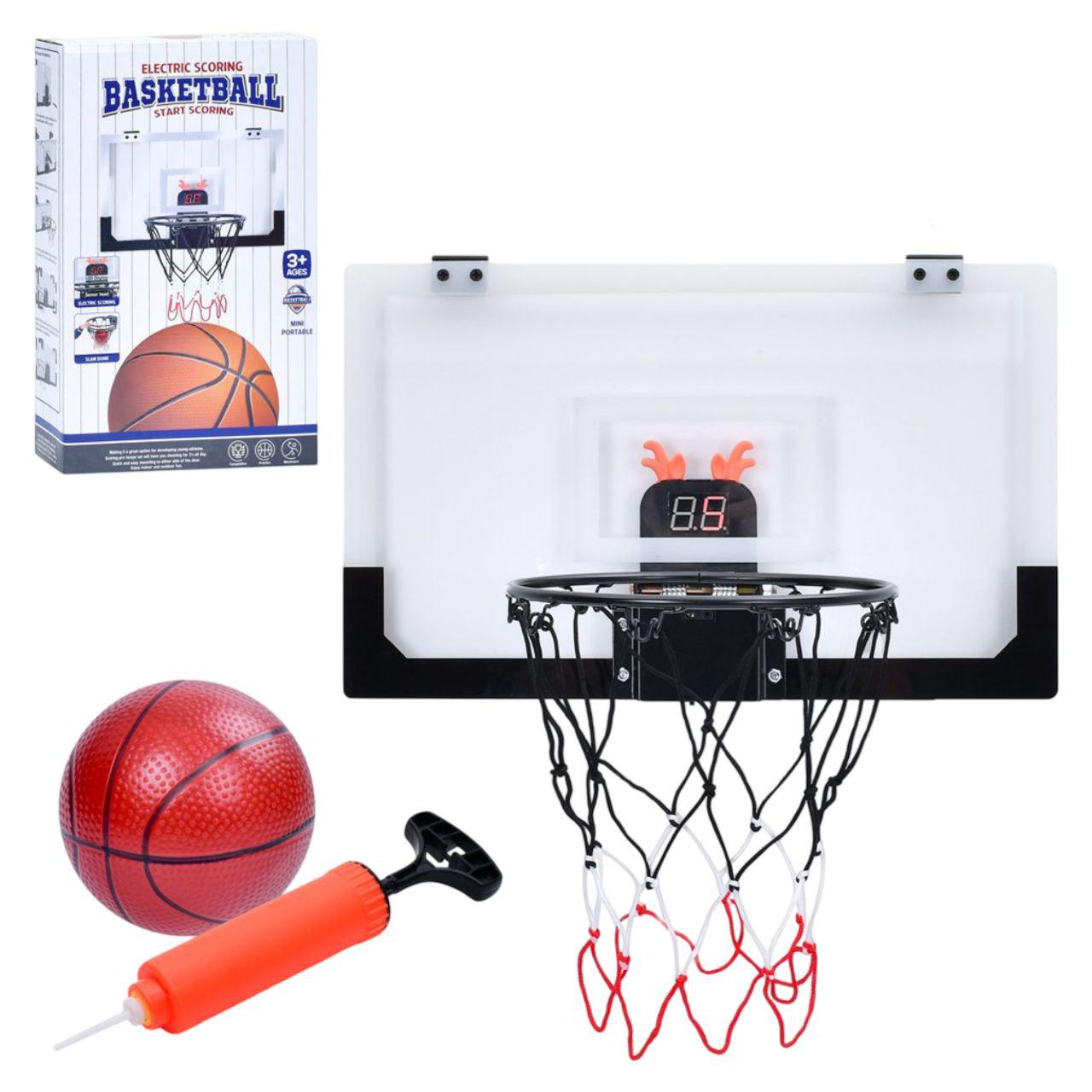 Баскетбольное кольцо MR 1407 с щитом/электронным табло/подсветкой и мячом с насосом (25990670)