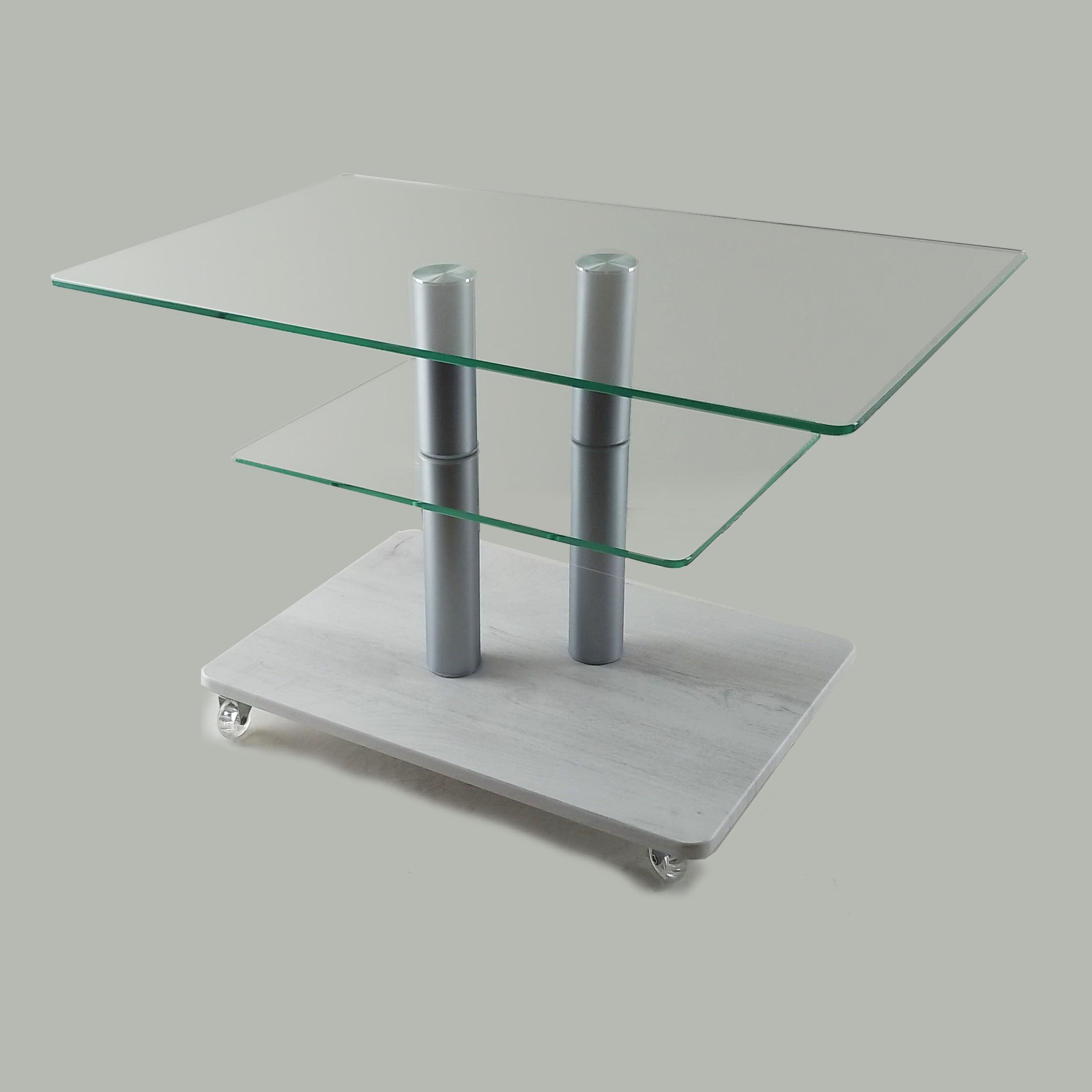 Стол журнальный стеклянный Commus Bravo Max P cc-sosnak-2alm60 Белый (433820249) - фото 4