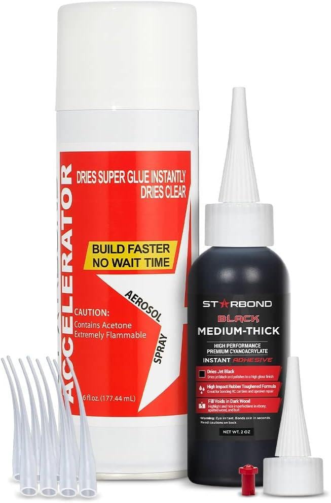 Клей CA середньої густоти з аерозольним прискорювачем Чорний