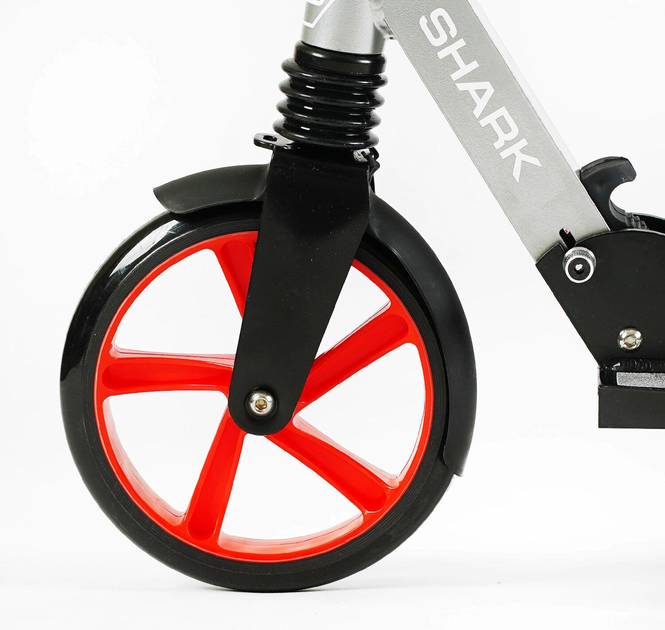 Самокат двухколесный Best Scooter SH-25048/4 SHARK с ручным тормозом/зажим руля/один амортизатор/в коробке/колеса PU 20 см (24996076) - фото 6
