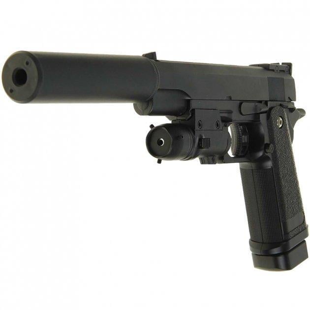 Пистолет страйкбольный G6A Galaxy Colt M1911 Hi-Capa с глушителем и прицелом металл Черный (12361206) Пистолет страйкбольный G6A Galaxy Colt M1911 Hi-Capa с глушителем и прицелом металл Черный (12361206)