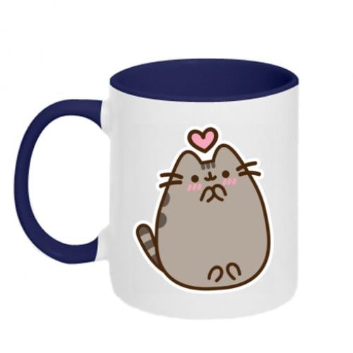 Чашка двухцветная Love Pusheen 320 мл Белый с синим (14316968-19-186691)