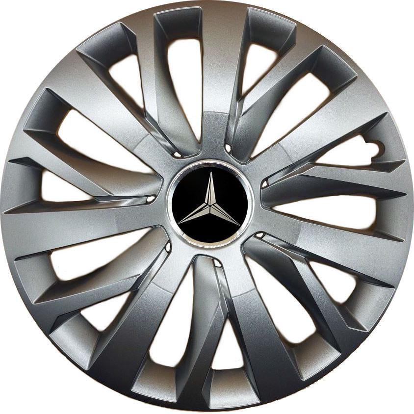 Колпаки SJS 345 з логотипом Mercedes-Benz R15 4 шт. Серебристый (2654556130)