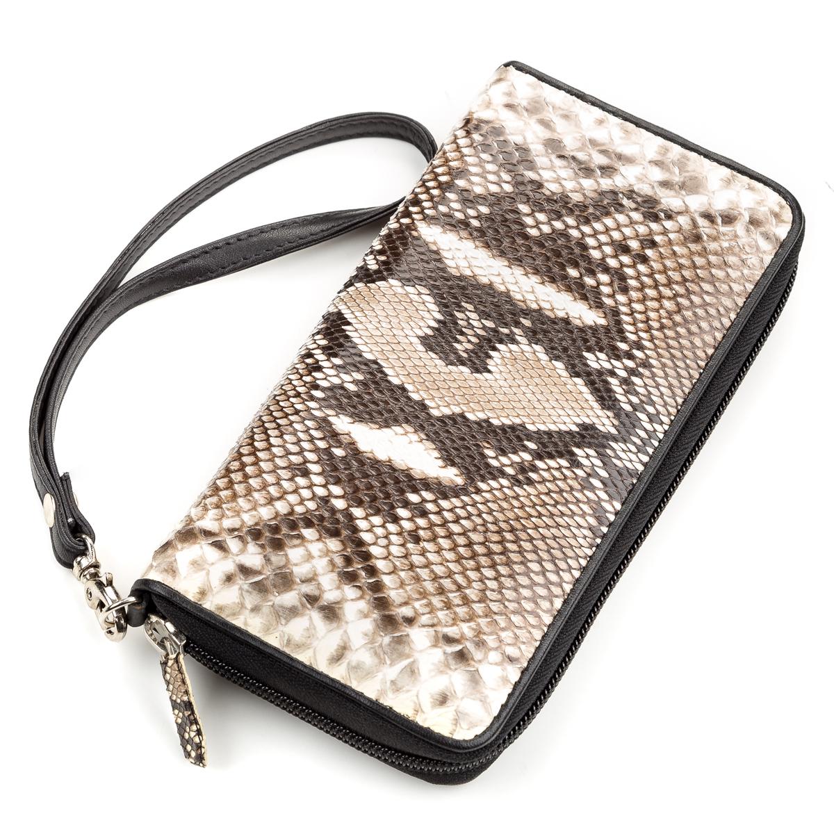 Женский кошелек Snake leather 18183 кожаный Коричневый