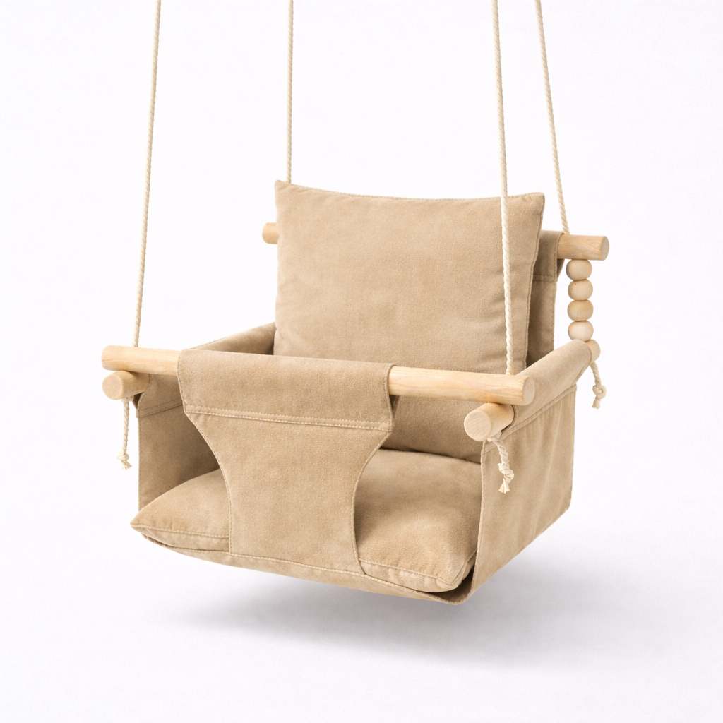 Детские качели подвесные Стандарт микровелюр Бежевый (gs-9192)