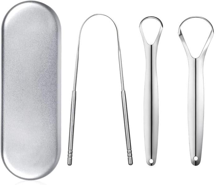 Набор скребков для языка Moolo 3в1 из нержавеющей стали в чехле