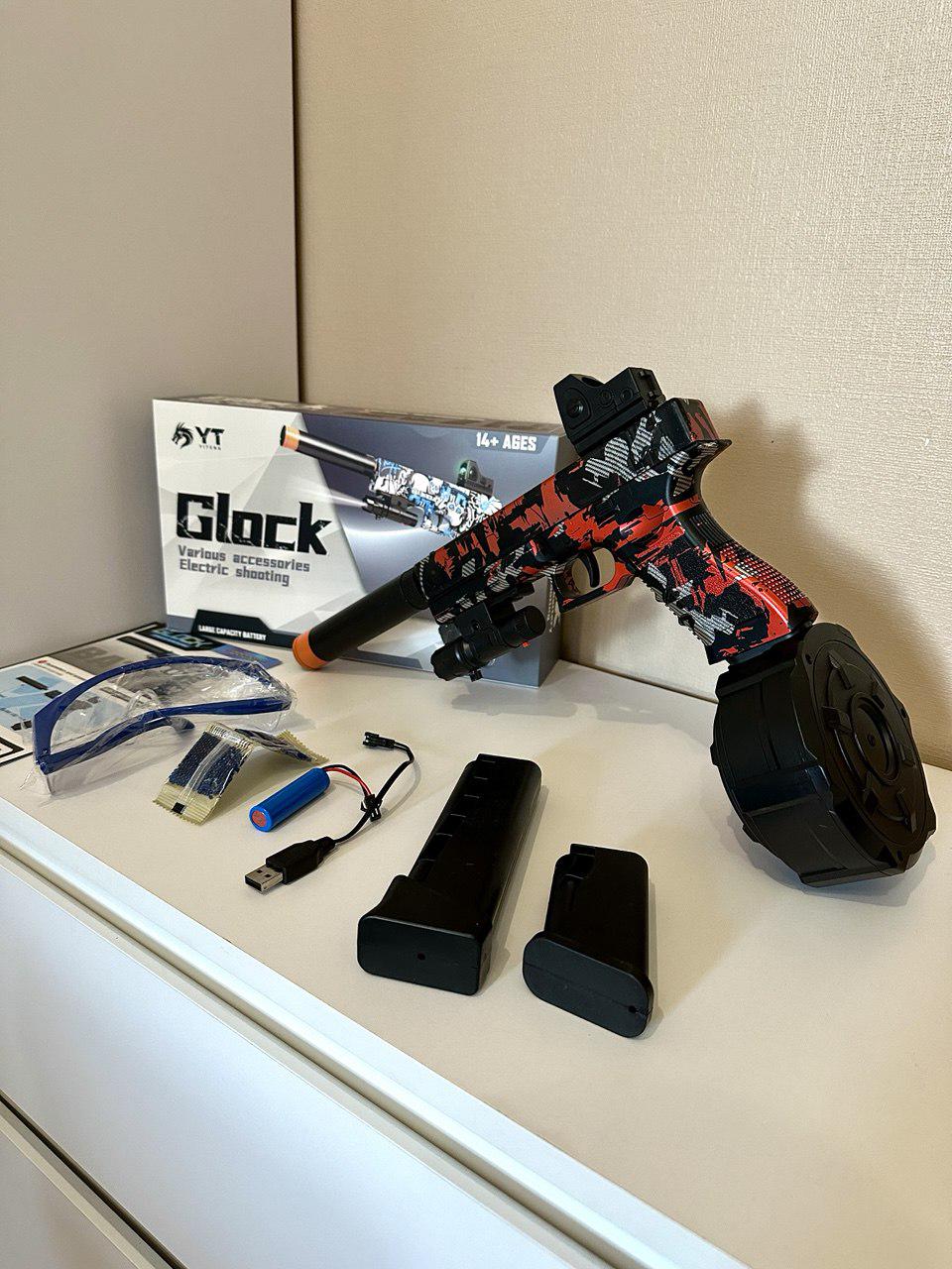 Пістолет іграшковий на орбізах акумуляторний та 500 орбізів 36 см Червоний - фото 5