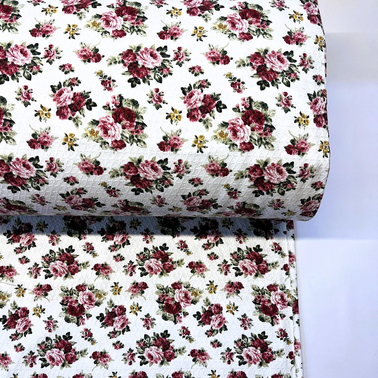 Ткань пике Розы хлопок 240 см Белый (11/25149/2 02841)