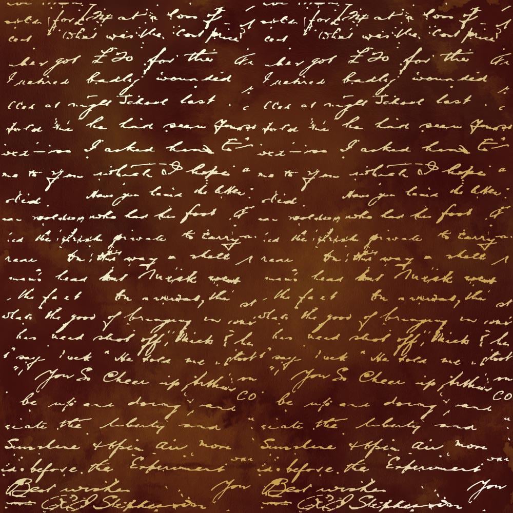 Лист бумаги односторонний Golden Text с фольгированием 30,5х30,5 см Brown/Aquarelle