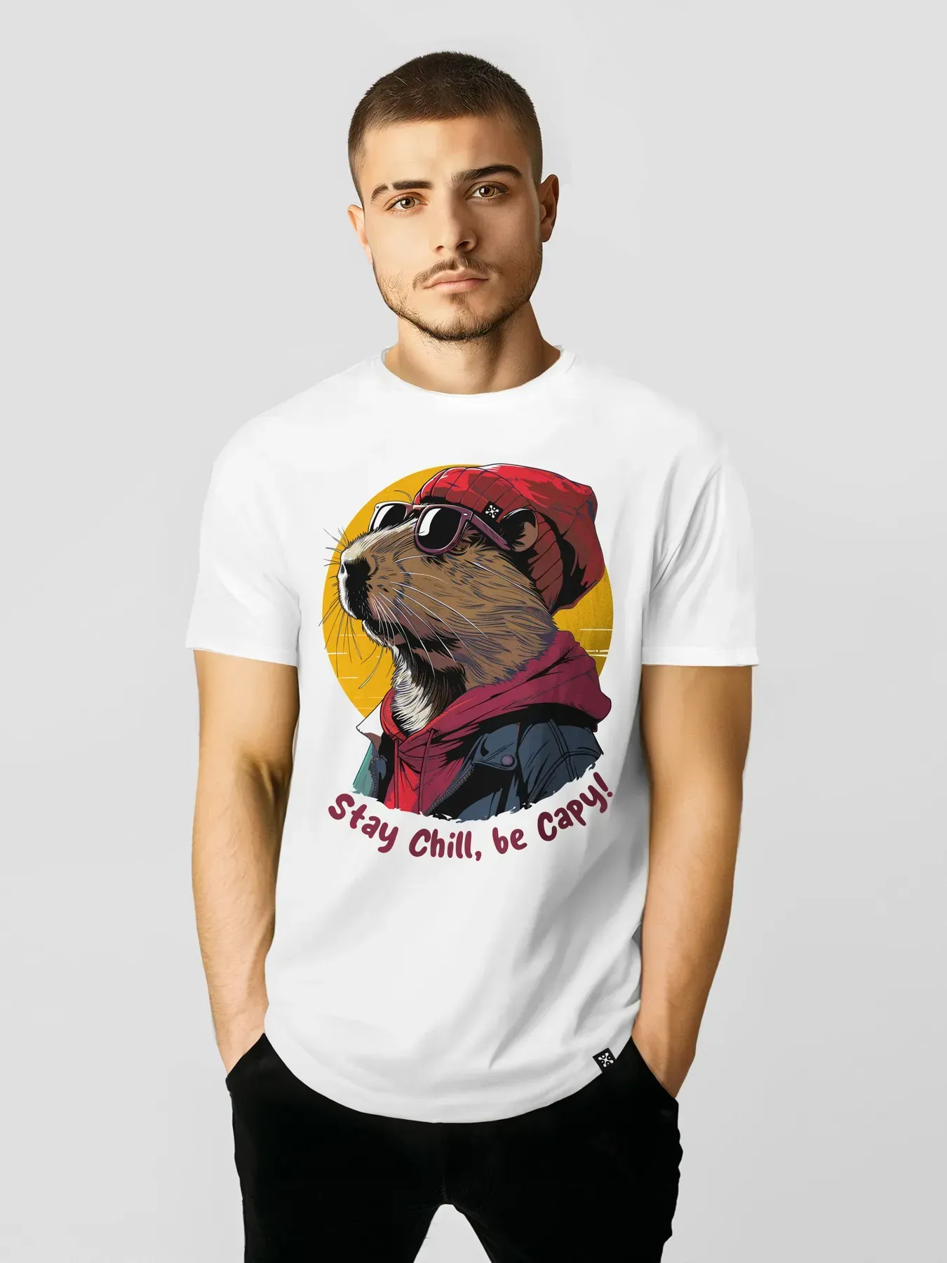 Футболка мужская Капибара "Stay Chill, be Capy" 3XL Белый (27208149)