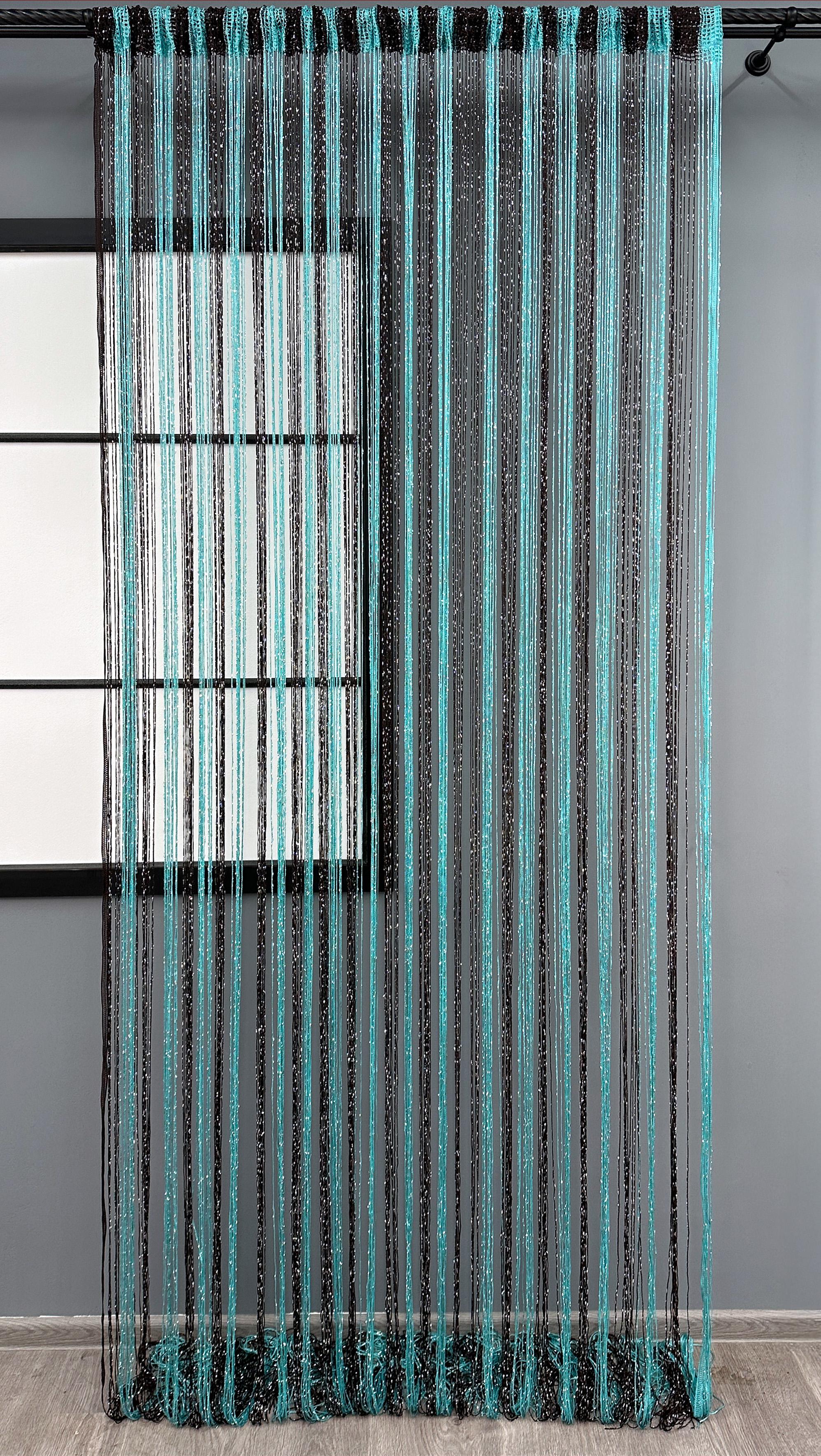 Шторы-нити с люрексом 300х300 см Бирюзовый/Венге (61-101) - фото 2 Шторы-нити с люрексом 300х300 см Бирюзовый/Венге (61-101) - фото 2