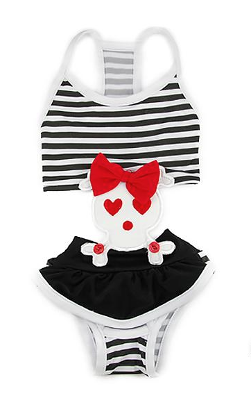 Костюм купальный для собак MonkeyDaze Skull bathing suit S Черный/Белый/Красный (2100038550015)
