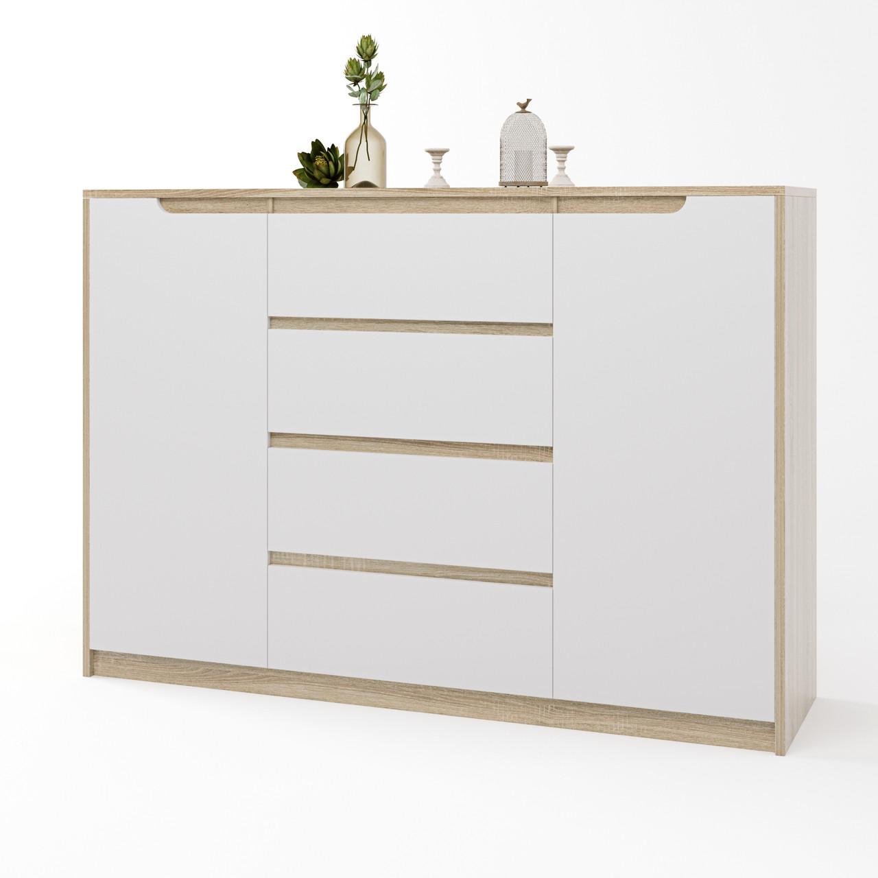 Комод Еверест Микс-3 140х38х97 см Дуб Сонома/Белый (DTM-2005)